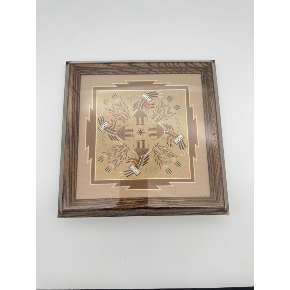 Authentic Native American Navajo‎ Sand Painting 9.5 * 9.5 Inch Framed Author